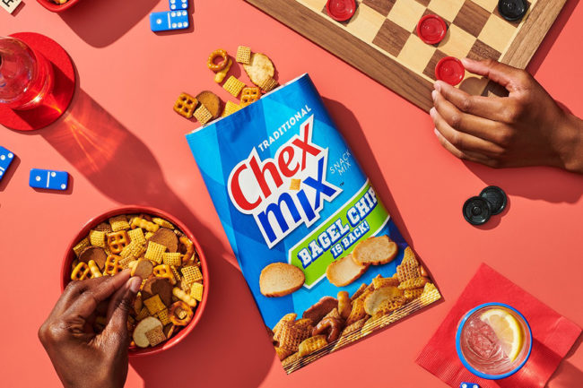Chex Mix with bagel chips