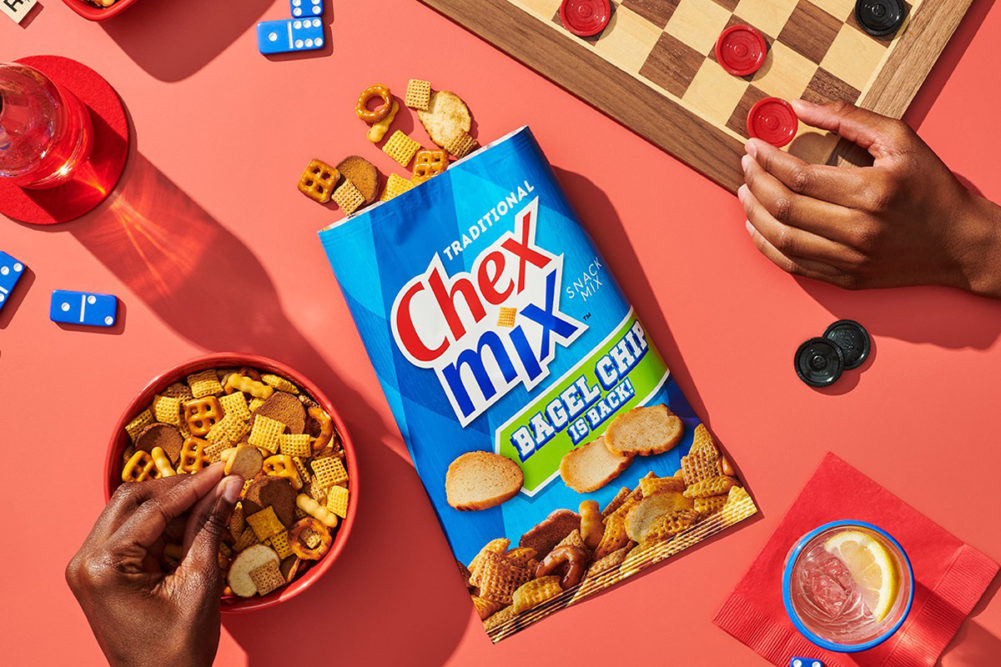 Chex Mix with bagel chips