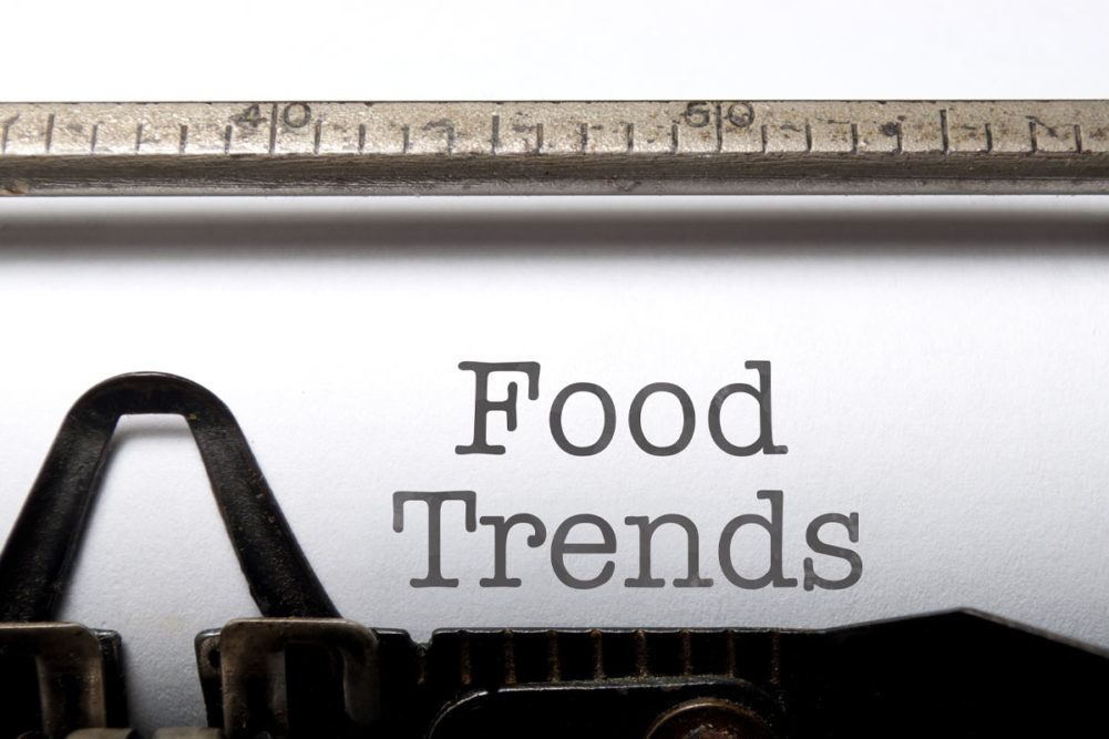 Food trends, typewriter text