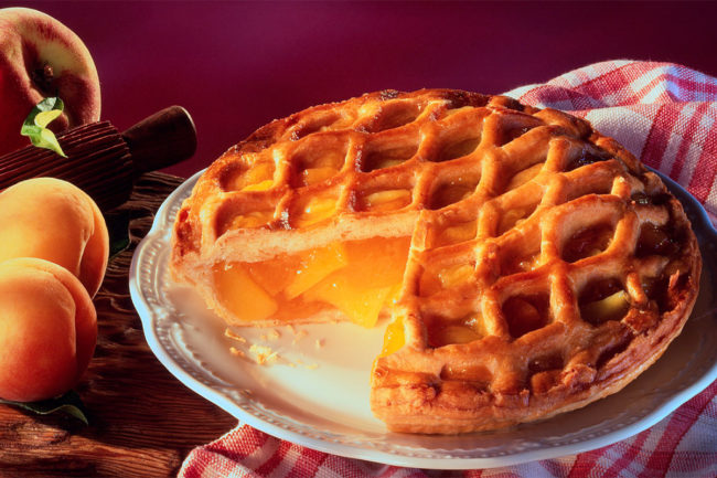 Peach pie with lattice crust