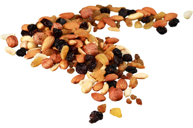 Trail mix, nuts, raisins