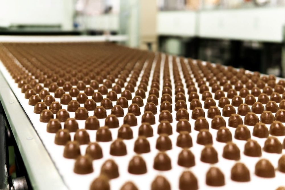 Chocolates on a conveyor belt