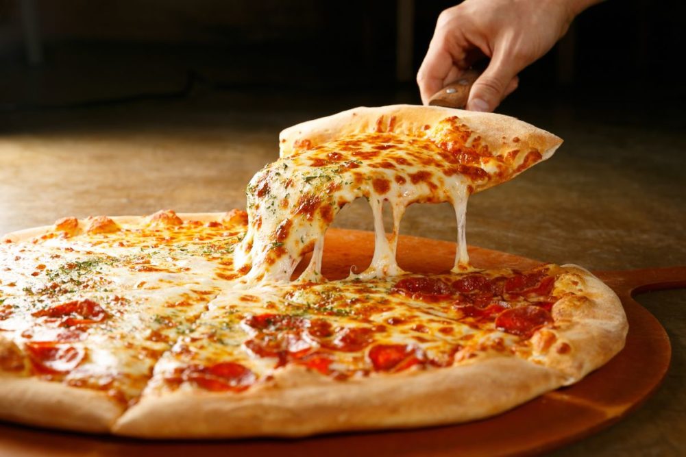 Cheese pizza slice.