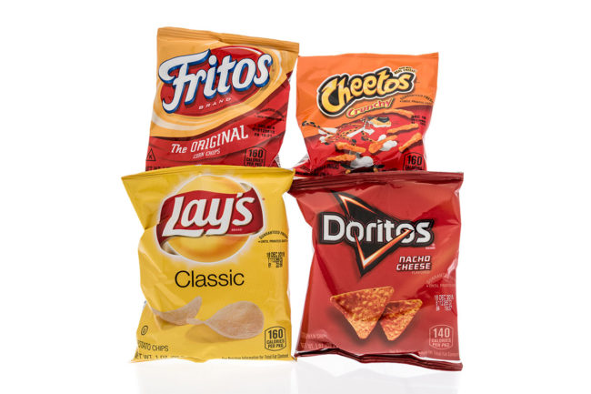 Frito-Lay chip brands, Lays, Doritos, Fritos, Cheetos