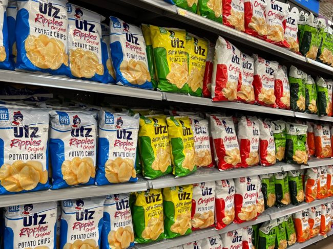 Utz chips, grocery store shelf