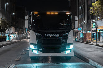 Electric truck, night driving