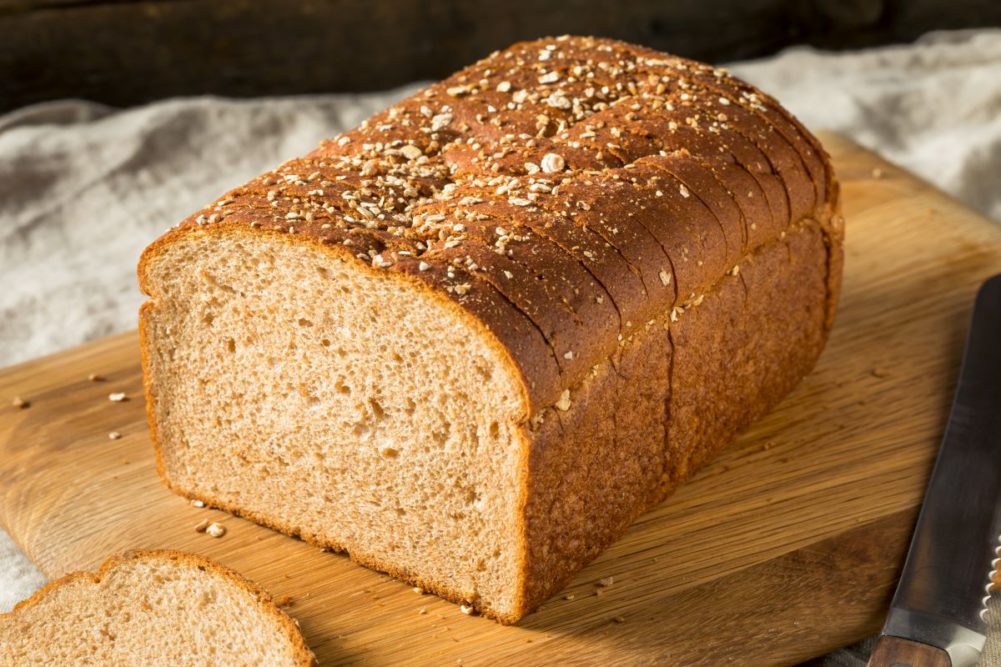Whole wheat sliced bread loaf