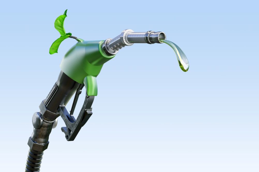 Gas pump with drop of biofuel