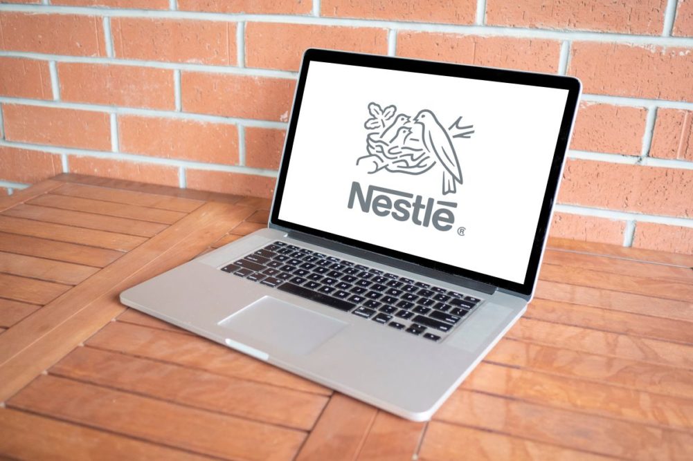 Nestle logo on a laptop