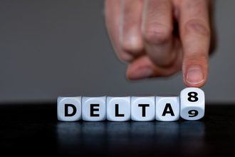 Delta 8 written on white blocks 