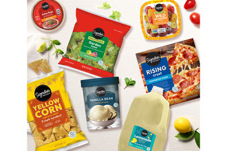 Assortment of Albertsons products including lemonade, ice cream and tortilla chips