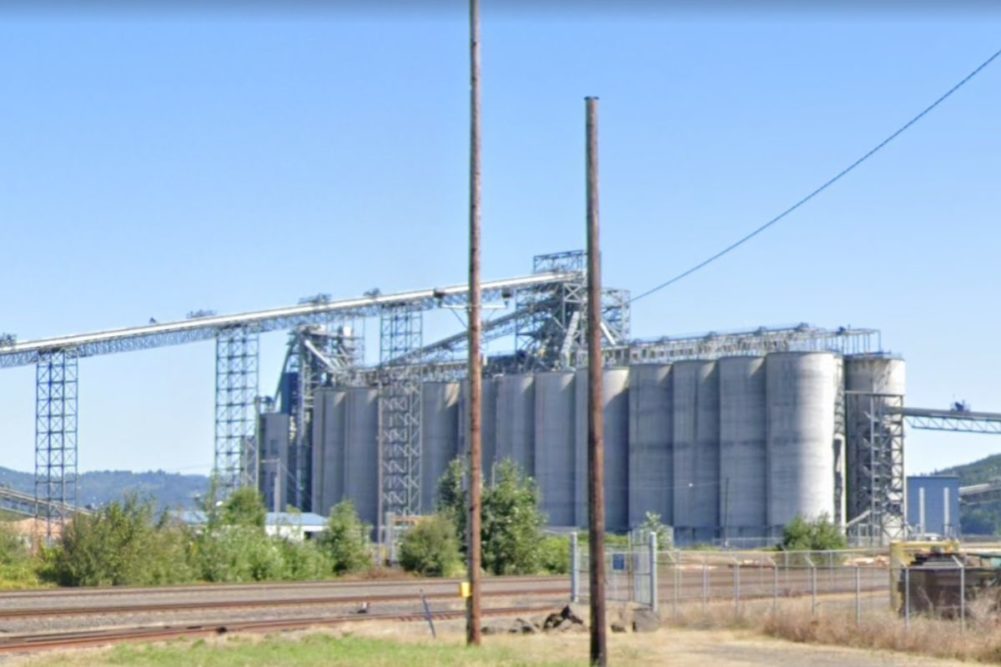 Port of Longview, Washington with industrial silos