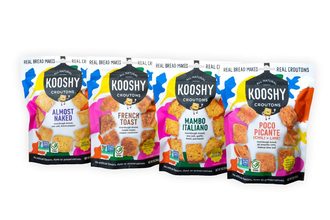 Assortment of four Kooshy Croutons flavors