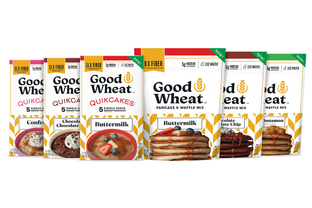 Assortment of GoodWheat pancake mixes. 