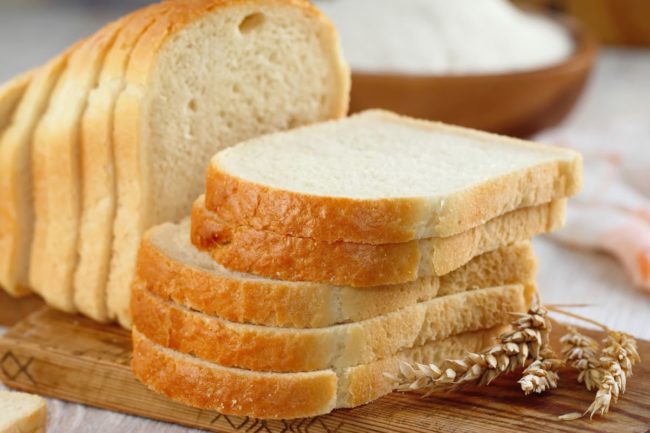 Sliced white bread. 