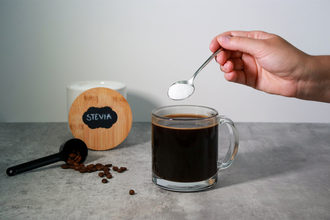 Hand Putting Stevia Into Coffee.