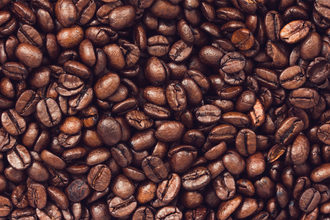 Pile of fresh coffee beans. 