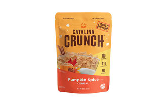 Catalina Crunch cereal in orange bag. 