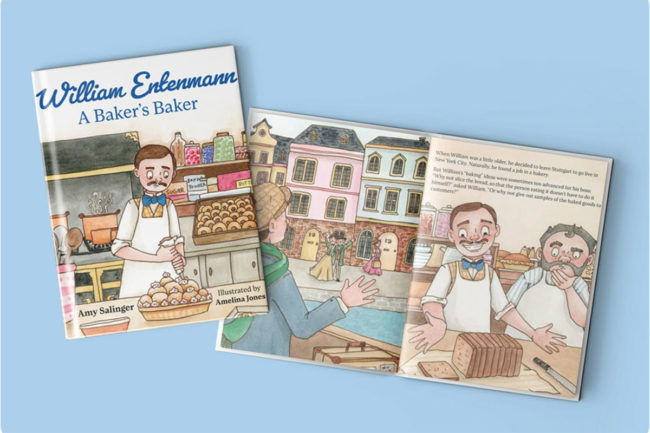 Entemann's children's book over powder blue background. 