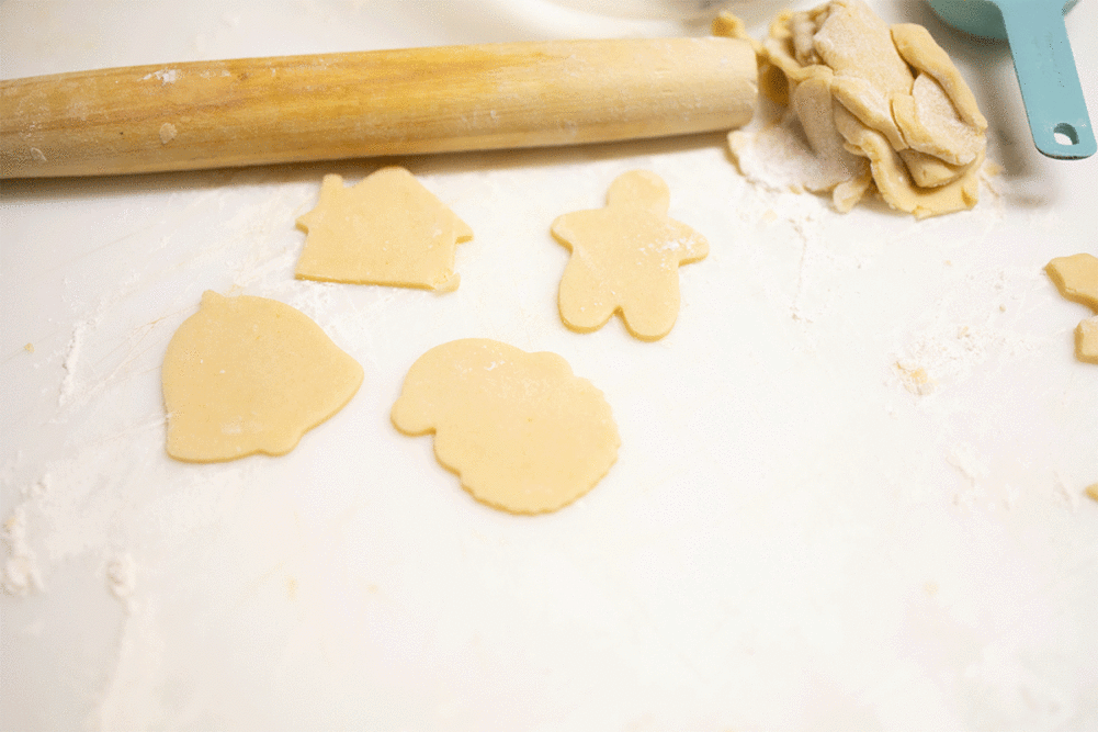 Assortment of sugar cookie shapes.