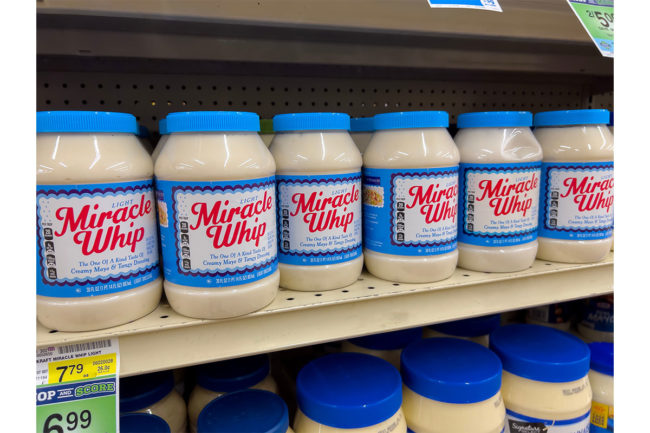 Miracle Whip in grocery store. 