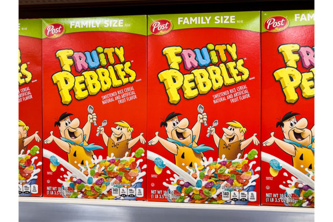 Boxes of Fruity Pebbles. 
