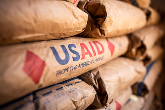 Bags of food from USAID.