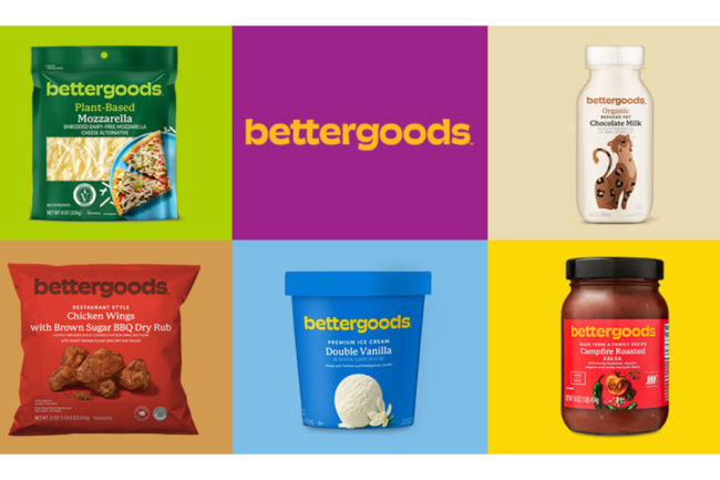 Assortment of Bettergoods products with a colorful background. 