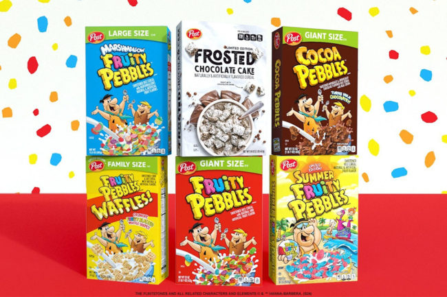 Six different cereals on display from Post Holdings. 