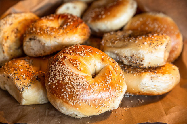 Assortment of authentic New York bagels. 