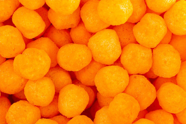 Close-up shot of cheese balls. 