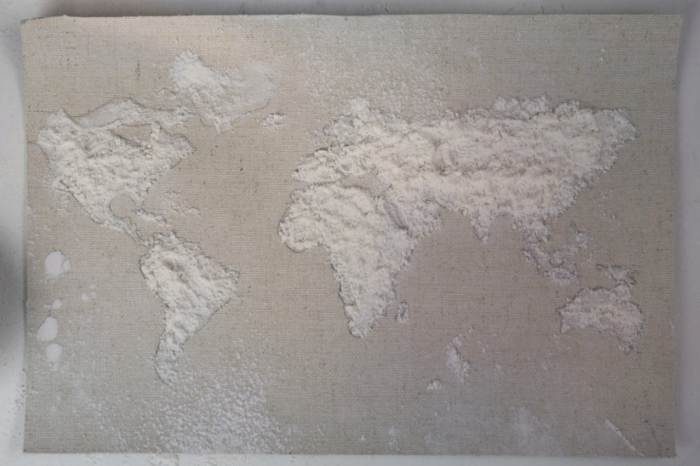 World map made out of flour