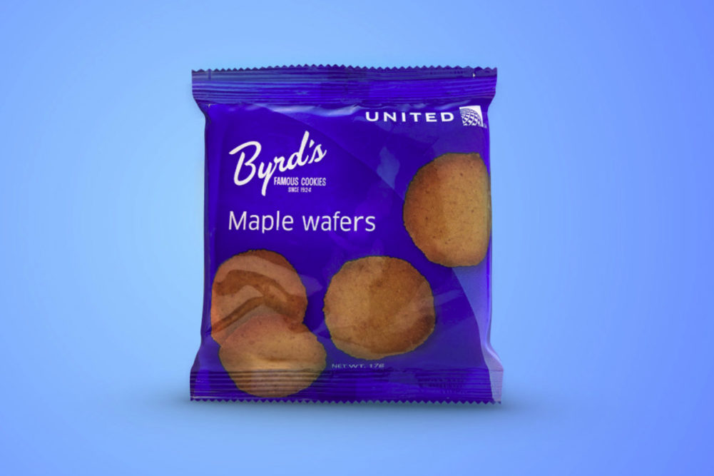 Byrd Cookie Co. maple wafer cookies, United Airlines